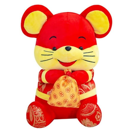 Chinese Rat Year Cute Rat Plush Toy Tang Suit Red Mascot Soft Zodiac Stuffed Plush Toy