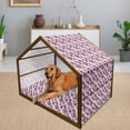 thumbnail image 2 of Geometric Pet House, Feminine Floral Pattern Nature Inspired Old Fashioned Blooming Flowers, Outdoor & Indoor Portable Dog Kennel with Pillow and Cover, 5 Sizes, Hot Pink White Black, by Ambesonne, 2 of 4