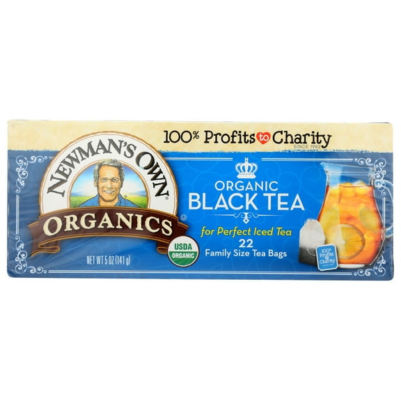 Newman's Own Organic Black Tea, for Perfect Iced 22 Family Size Tea Bags