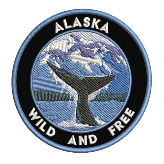 Wild And Free! Alaska 3.5 Inch Iron Or Sew On Embroidered Fabric Badge Patch Seek Adventure, National Park Iconic Series
