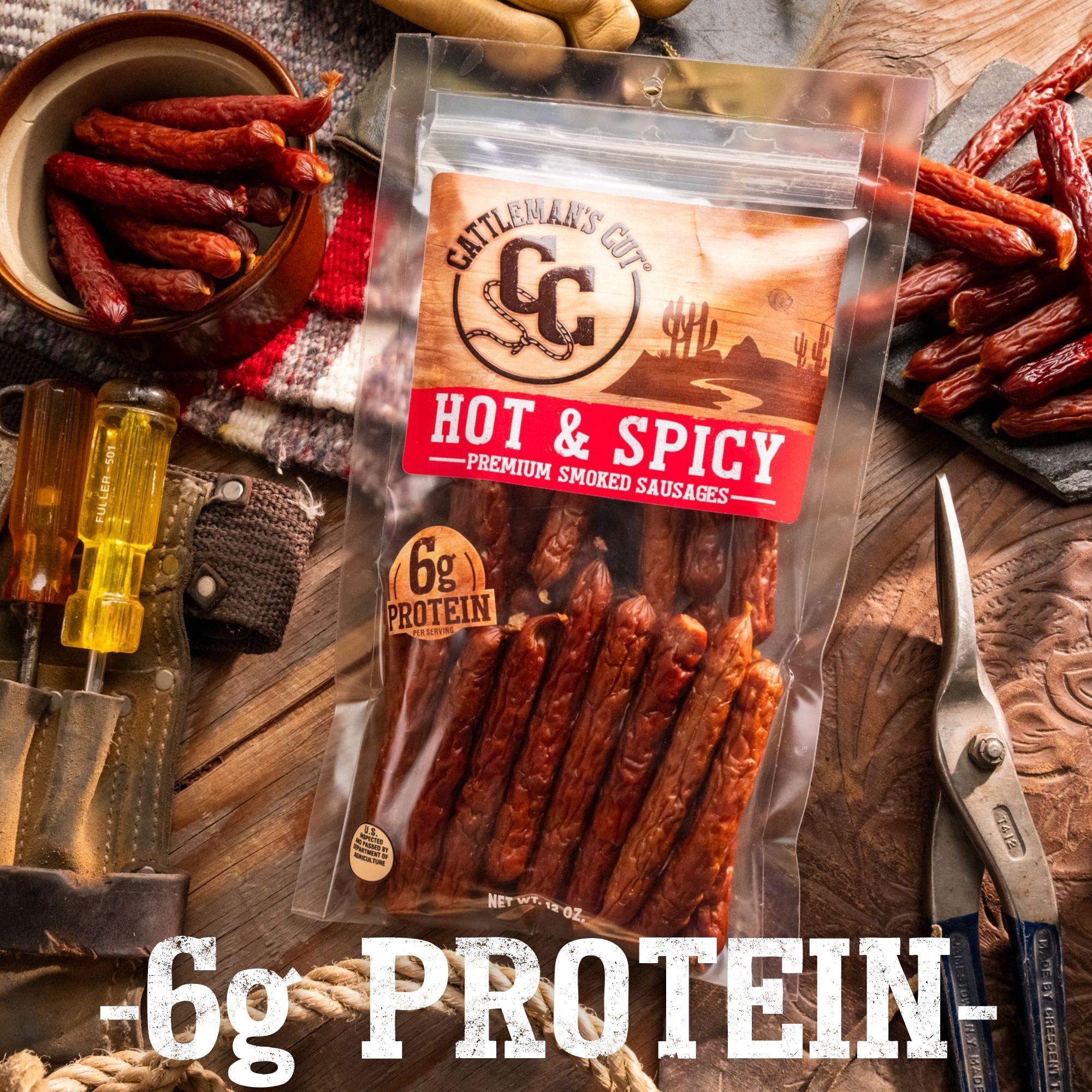 Cattleman's Cut Spicy Double Smoked Stick, Smoked Sausages, 12oz