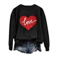 thumbnail image 2 of Baqcunre Valentine'S Day Shirts For Women Love Women's Love Printed Round Neck Long Sleeve Top(Black S-XXL),Long Sleeve Shirts For Women Graphic Tees Holiday Tops For Women 2023 Womens Tops, 2 of 4