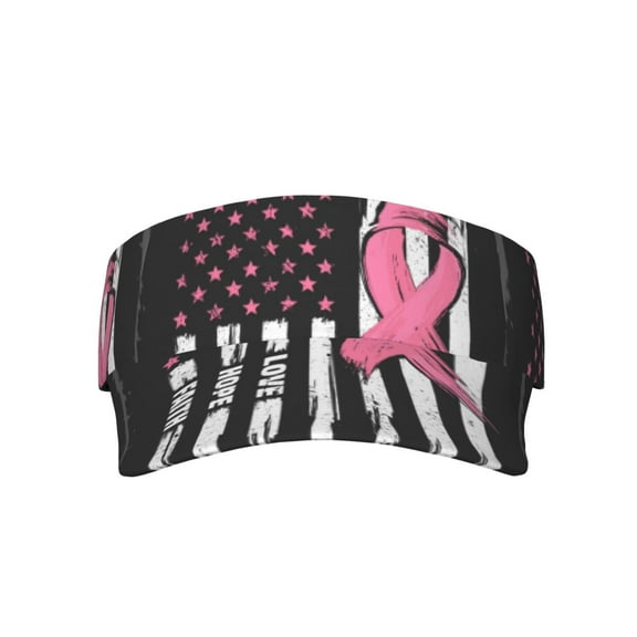 KLL Sport Sun Visor Hats Ball Caps Empty Top Baseball Sun Cap for Men Women-Ribbon Breast Cancer Awareness