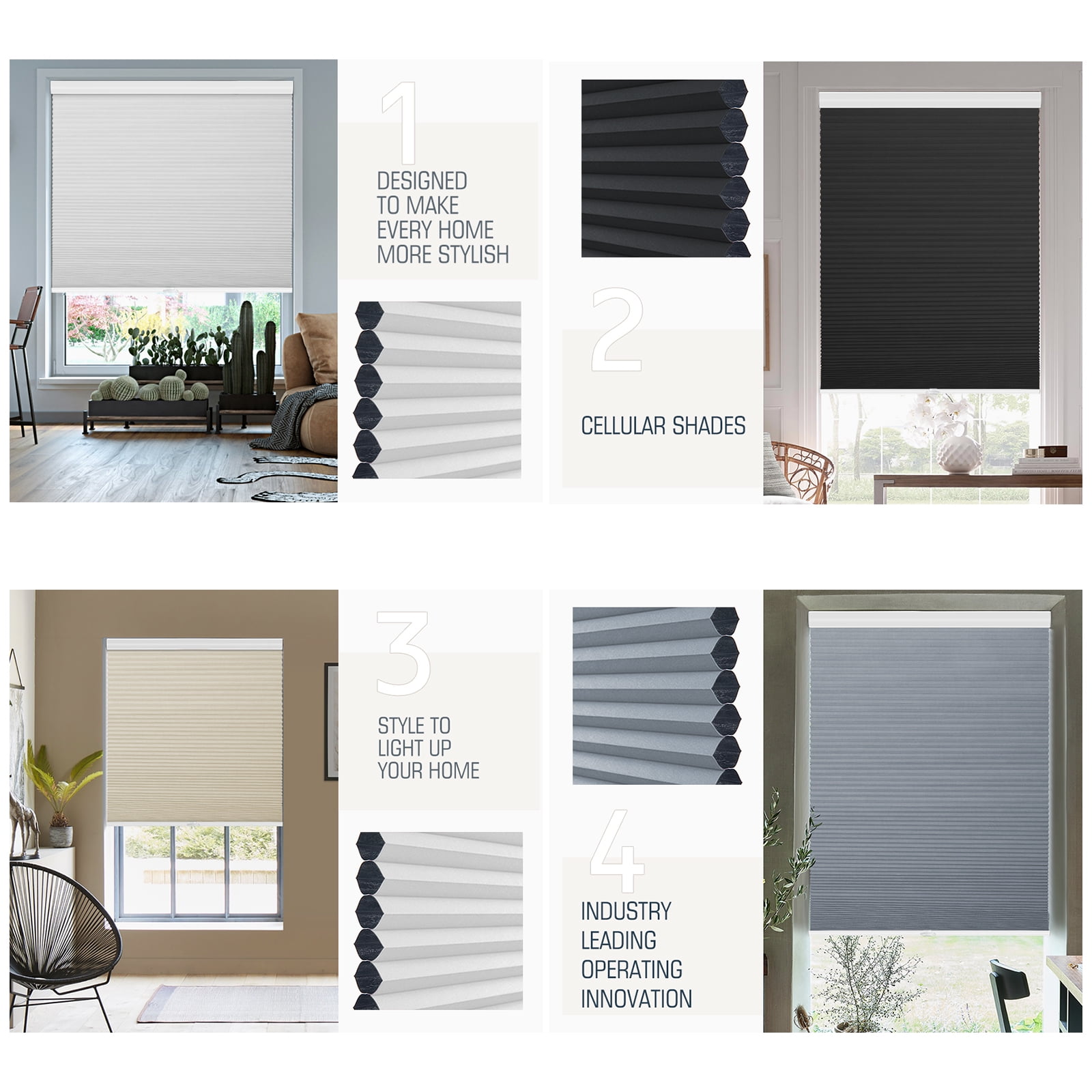 Keego 100% Blackout Cellular Window Shades Cordless Honeycomb Blinds for Window Size and Color Customizable for Home Bedroom Decor Coffee 41"w x 44"h