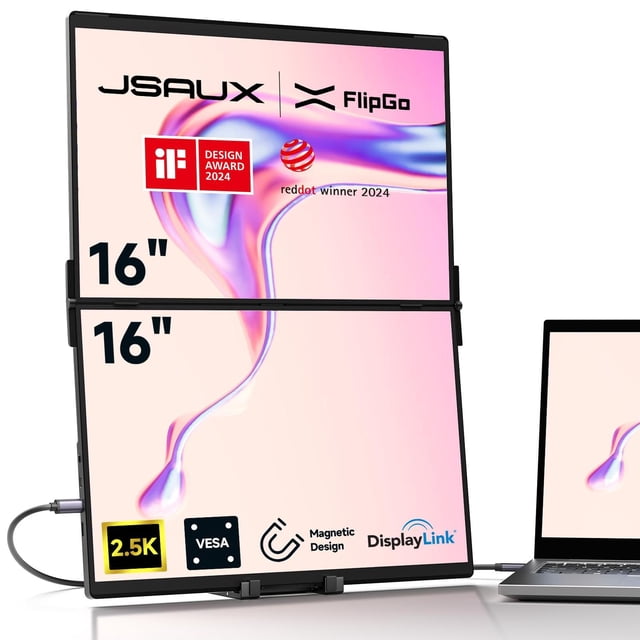 Monitor Portátil JSAUX FlipGo 16" 2.5K IPS Diseño Magnético para Windows, Linux, MacOS