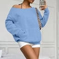 thumbnail image 5 of Oversized Sweatshirt for Women Trendy Off the Shoulder Sweatshirt with Pockets Loose Fit Fall Fashion Clothing Light Blue L, 5 of 6