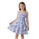 thumbnail image 1 of Vestido Floral de un Hombro Niña Adolescente Verano Francés Elegante Arco Floral Vestido sin Mangas Definido en la Cintura Vestido de un Hombro, 1 of 9