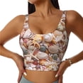 thumbnail image 2 of Haiem Colorful Seashells Pattern Womens Sports Bra - U Neck Padded Low Impact Yoga Bra Workout Crop Top Gym Moisture-Wicking Workout Vest -Large, 2 of 9