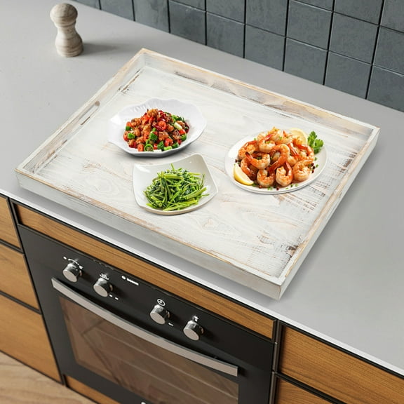 Noodle Board Stove Cover, 30 x 22 Inch Wooden Stove Top Covers for Glasstop Stove and Electric Stove, Gas Stove Burner, Wooden Serving Tray