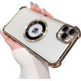 thumbnail image 5 of for iPhone 11 Pro Max Magnetic Transparent Case,Luxury Bling Four Corners Shockproof Military-Grade Protection with Camera Lens Protector MagSafe Clear Plating Cover for Women Men-Golden, 5 of 13