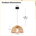 thumbnail image 2 of Dome Pendant Light, Hand-Woven Rattan Light, Rustic Bohemian Rattan Chandelier, Hanging Ceiling Light Fixture, Home Lighting for Tea Room Kitchen Dining Room Living Room, 2 of 6