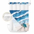 thumbnail image 2 of Blue Coastal No Hook Shower Curtain Waterproof, Bathroom Curtains with Snap in Liners and See Through Top Window, Sea Turtle Summer Beach Waves Nautical Hotel Style Bathtub Curtains Shower 60"Wx72"L, 2 of 8