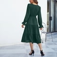 thumbnail image 4 of Yesfashion Women's Casual Wrap V Neck Midi Dress Long Sleeve Smocked Waist Tiered A Line Pleated Flowy Dresses, 4 of 5
