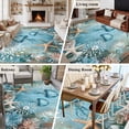 thumbnail image 6 of Coastal Jellyfish Large Area Rugs for Bedroom Living Room, Soft Non Slip Carpet Bedside Rug, Blue Coral Starfish Abstract Painting Rectangle Floor Cover Kitchen Accent Rug 5'x7' for Office, 6 of 9