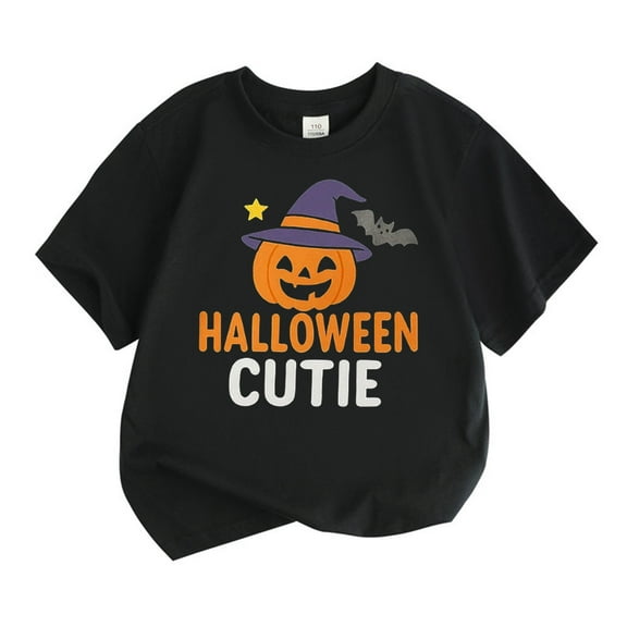 Weebloom Halloween Tee Shirts for Kids Boys Girls Pumpkin Tops Short Sleeve T Shirt Print Casual Tee Comfortable Childrens Shirt Outwear,4-5 Years