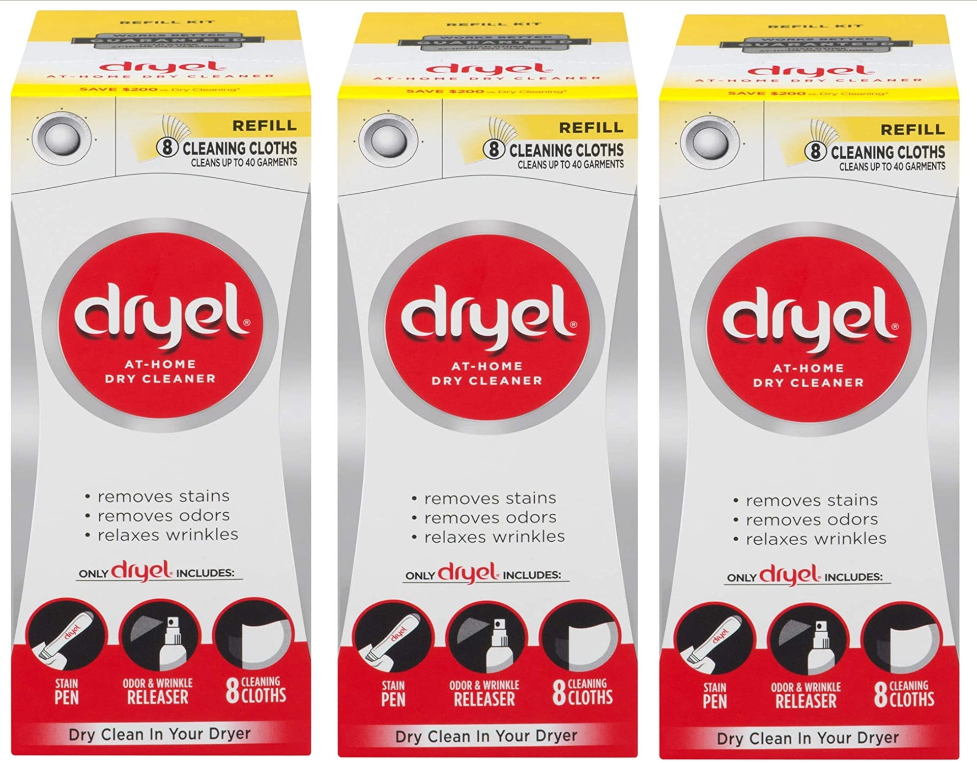 Dryel Dryer Cleaner Refill 8 Cloths (Pack of 3)
