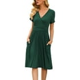 thumbnail image 4 of PPYOUNG Women's Summer Casual Short Sleeve V-Neck Short Party Dress with Pockets, 4 of 7