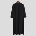 thumbnail image 5 of PEZHADA Ensemble de Robe Musulmane pour Homme Robe Arabe Mi-Longue à Manches Longues Col Montant Fermeture Éclair Robe Décontractée Noir, 5 of 5