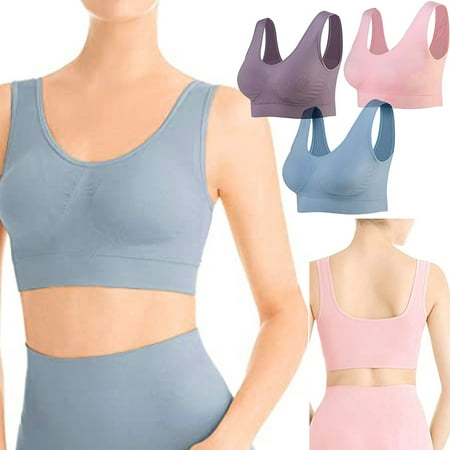 

Roliyen Sleepwear For Womens Pajamas For Women 3-Pack Seamless Sports Bra Wirefree Yoga Bra With Removable Pads For Women