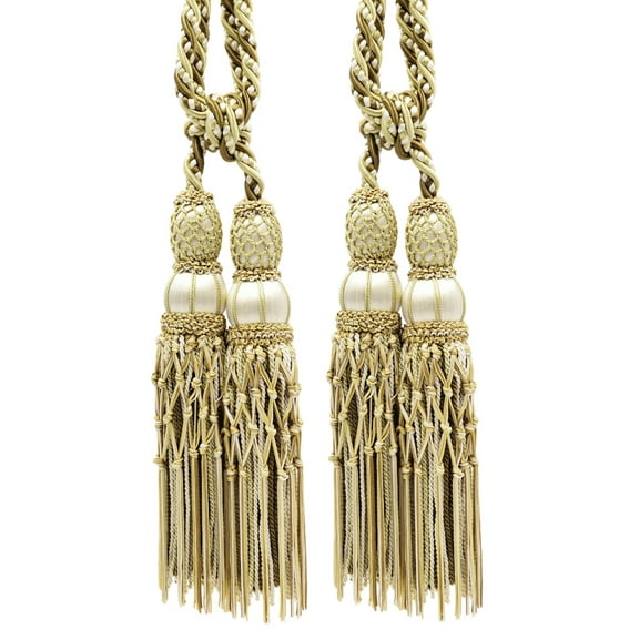 DECOPRO Exquisite Curtain & Drapery Double Tassel Tieback Elegantly Handcrafted to Perfection, Tassel Length 10" (25cm), Spread 38" (96.5cm) # TBEL102, #W149 Set of 2
