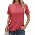 thumbnail image 2 of Timegard Womens Tops Crew Neck Short Sleeve Solid Color Shirts Casual Comfy Tunic Tops Summer Basic Tee, 2 of 8