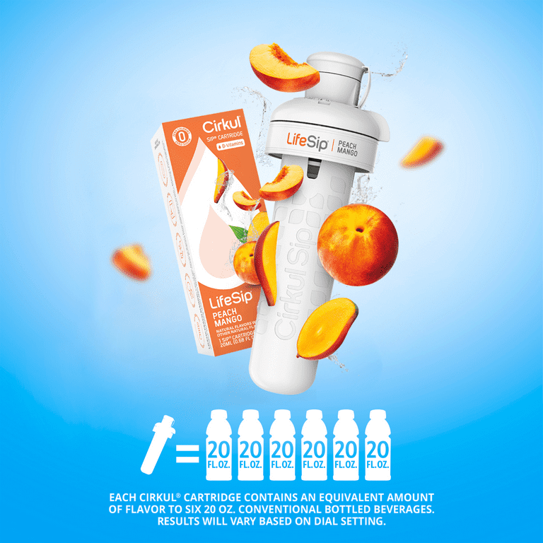 (2 pack) Cirkul LifeSip Peach Mango Flavor Cartridge, Drink Mix, 1-Pack