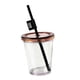 thumbnail image 2 of Vaso de plástico transparente moderno con tapa y pajita, fácil de transportar, transparente Marrón, 2 of 9