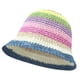 thumbnail image 1 of Sombrero de paja arcoíris con circunferencia de la cabeza de 56-58 cm, para mujer, protector solar de verano, para playa, sombrero de pescador, sombrero con rayas que cubre la cara, 1 of 5