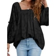 thumbnail image 6 of Xuanfei Women Square Neck Floral Print Long Sleeve Pleated Blouse, 6 of 7