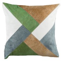 SAFAVIEH Clovie Cowhide 20" x 20" Geometric Pillow, Beige/White