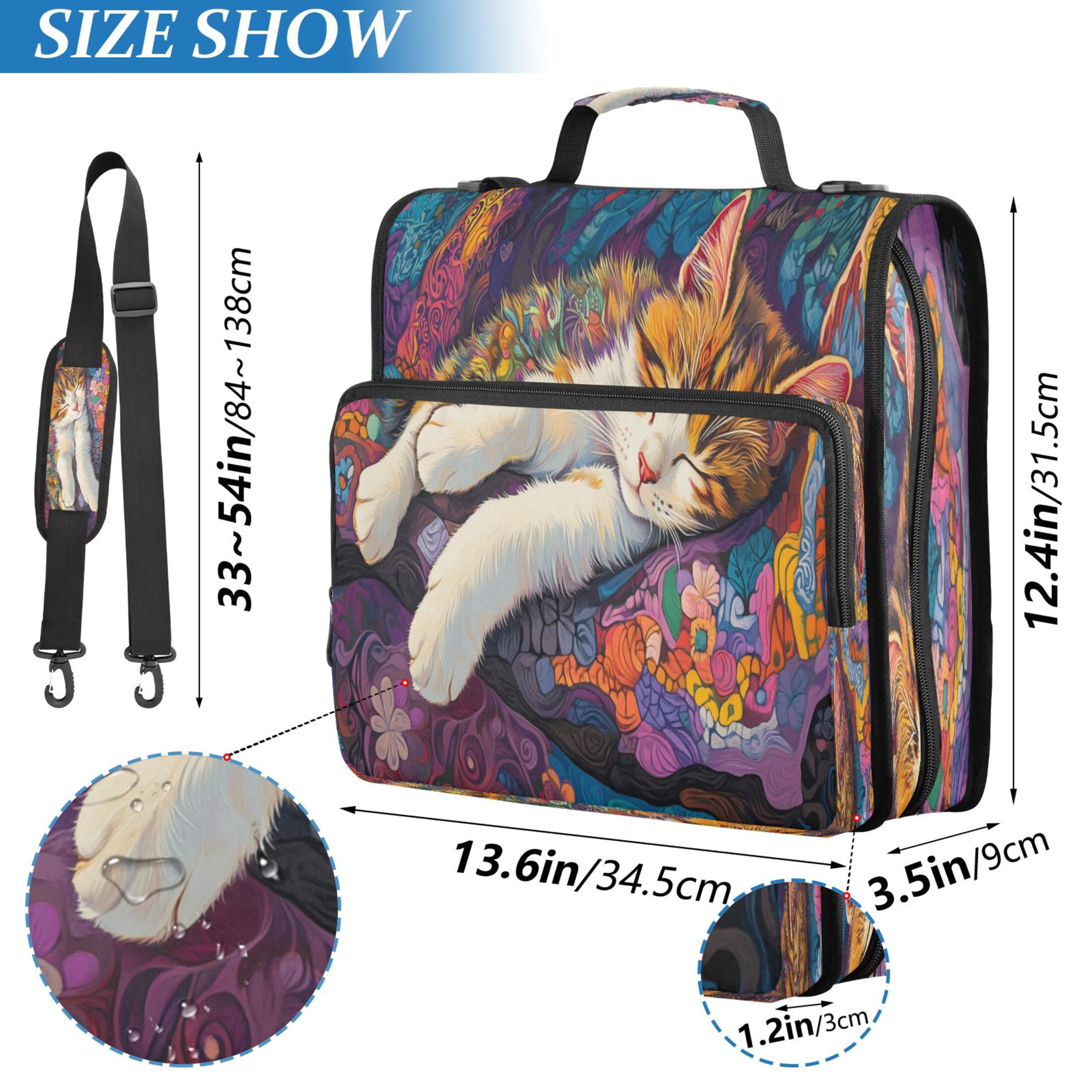 YAZAOO Zipper Binder trapper keeper Documents Organized Design Artistic Cat with Moon Printed