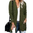 thumbnail image 1 of Fashnice Ladies Outwear Open Front Coat Long Sleeve Cardigan Sweater Loose Work Jacket Military Green 2XL, 1 of 2