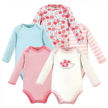 UPC: 0660168668865 | Touched by Nature Baby Girl Organic Cotton Long-Sleeve Bodysuits 5pk  Rosebud  3-6 Months