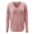 thumbnail image 4 of Clothing! Yajing Pullover Sweaters for Women Women Long Sleeve Glitter Top V Neck Knit Top Pullover Sweater Top Women Long Sleeve Fall Shirts Sweater Medium Women's Pullover Sweaters Pink M, 4 of 4
