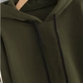 thumbnail image 4 of Women's Cropped Hoodie Sweatshirts Long Sleeve Solid Color Drawstring Sweater with Side Stripes Soft Comfortable Casual Top, 4 of 6