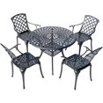 thumbnail image 1 of 5 Pcs Black Bistro Set Patio Dining Table W/4 Chairs Cast Aluminium, 1 of 5