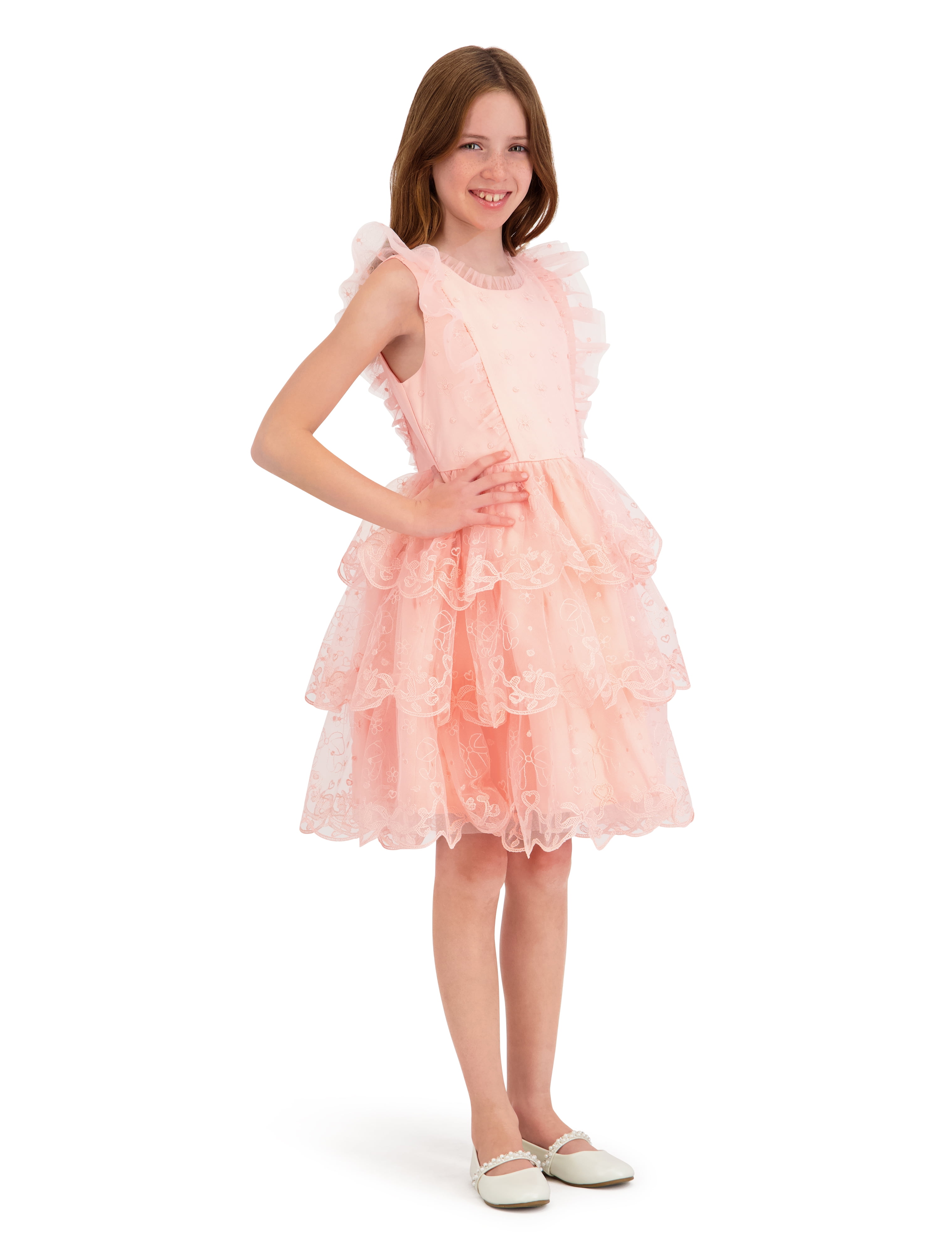 Kensie Girl Sleeveless Embroidered Tiered Scallop Dress, Sizes 4-16