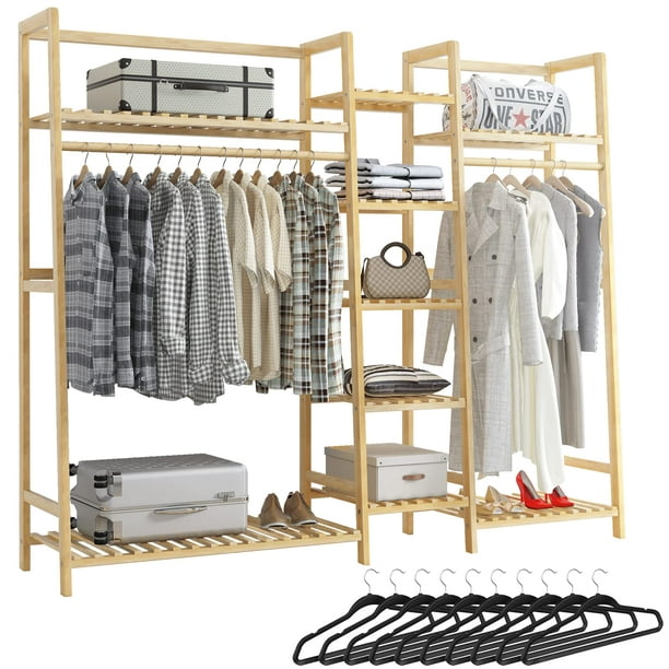 Strong Bamboo Clothing Garment Rack, Bamboo Coat Rack With Shelf Life