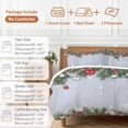 thumbnail image 6 of Christmas Ball Bedding Duvet Cover Set Full Size 4 Pieces Winter Snowflakes Holly Berries Wood Grain Bedding Set with Zipper Closure, 1 Comforter Cover 86x86 Inches 1 Flat Sheet & 2 Pillow Cases, 6 of 7