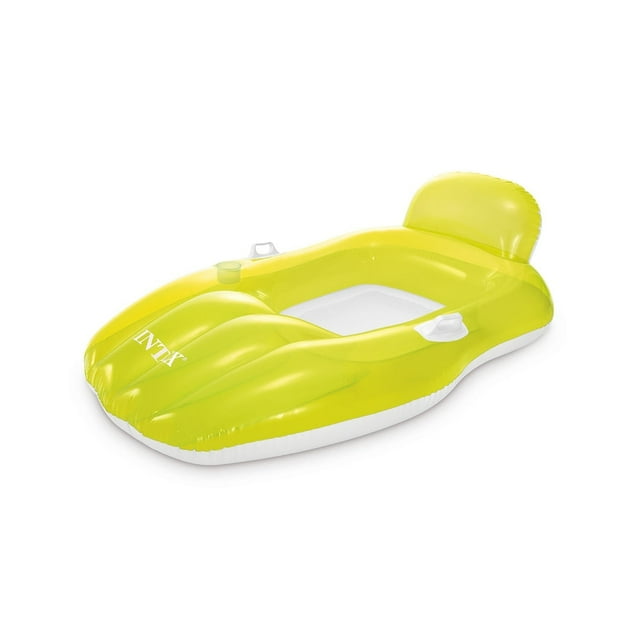 Intex - Chaise de Piscine Gonflable, 64 Pieds' x 41 Pieds', Porte-Gobelet Intégré, Vert