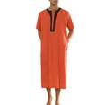 thumbnail image 2 of INSPIRE CHIC Nightgown for Men's Short Sleeves Button Closure Contrast Color Long Nightshirts M Orange Red, 2 of 5