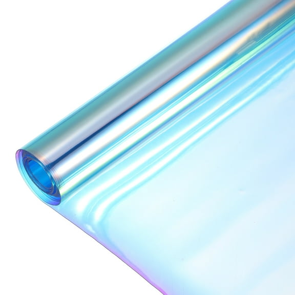 Holographic Clear Vinyl Film Holographic Fabric 12"x48",Laser Cyan