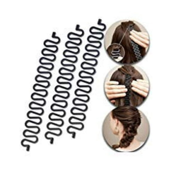 Hair Braiding Tool Roller Set of 3, Black Magic Hair Twist Styling Bun Maker with Hook, DIY Hair Style Accessories