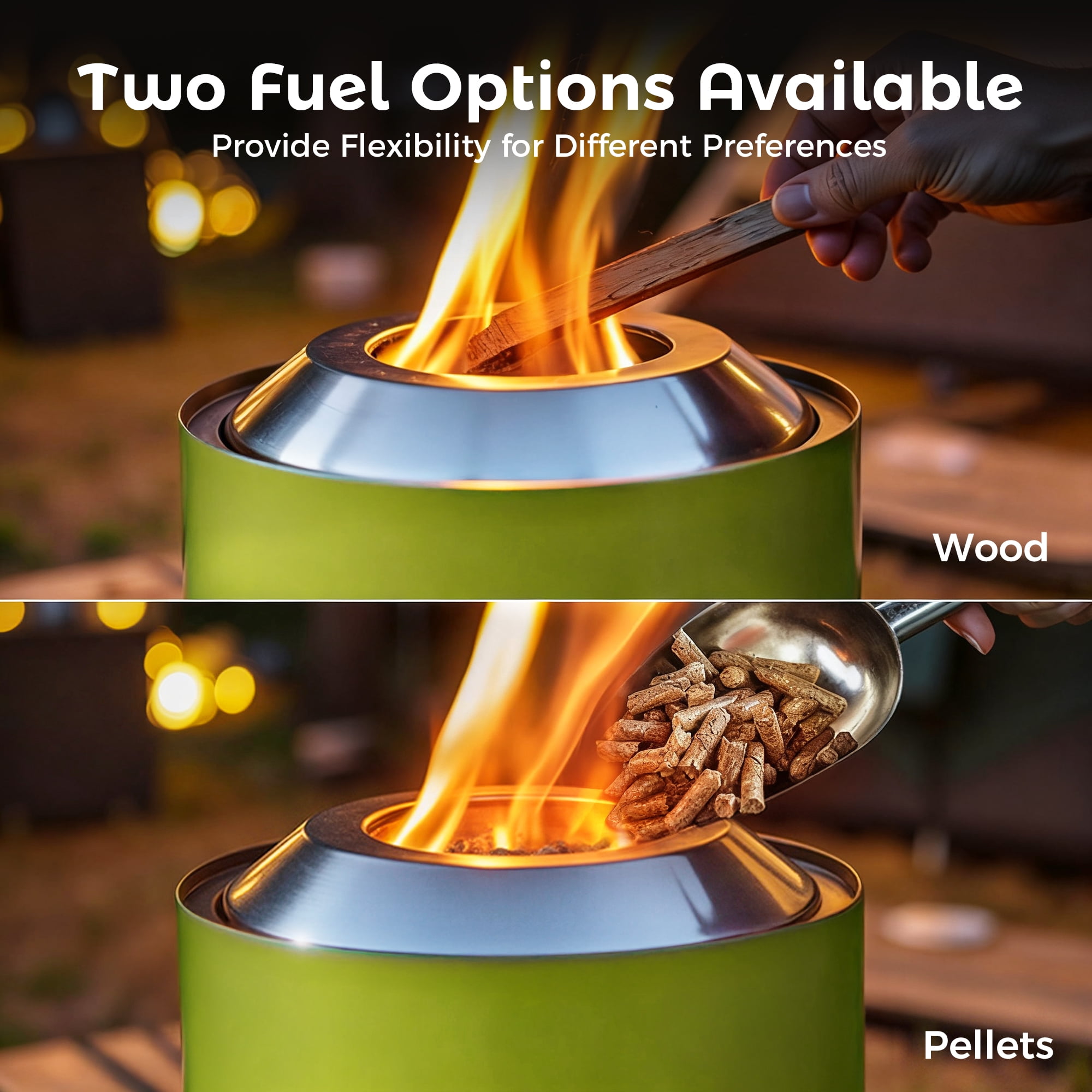BALI OUTDOORS Tabletop Fire Pit Round, Portable Outdoor Smokeless Firepit Green