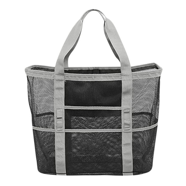 Yhmxh Organizadores y almacenamiento Bolsa de playa para natación, bolsa de malla para guardar trajes de baño, bolso grande de malla para viajes y deportes, 9 bolsillos Almacenamiento de ducha
