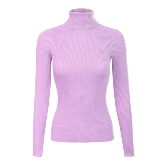 Made by Olivia Women's Solid Long Sleeve Turtleneck Slim Fit Ultra Stretch Comfort Sweater