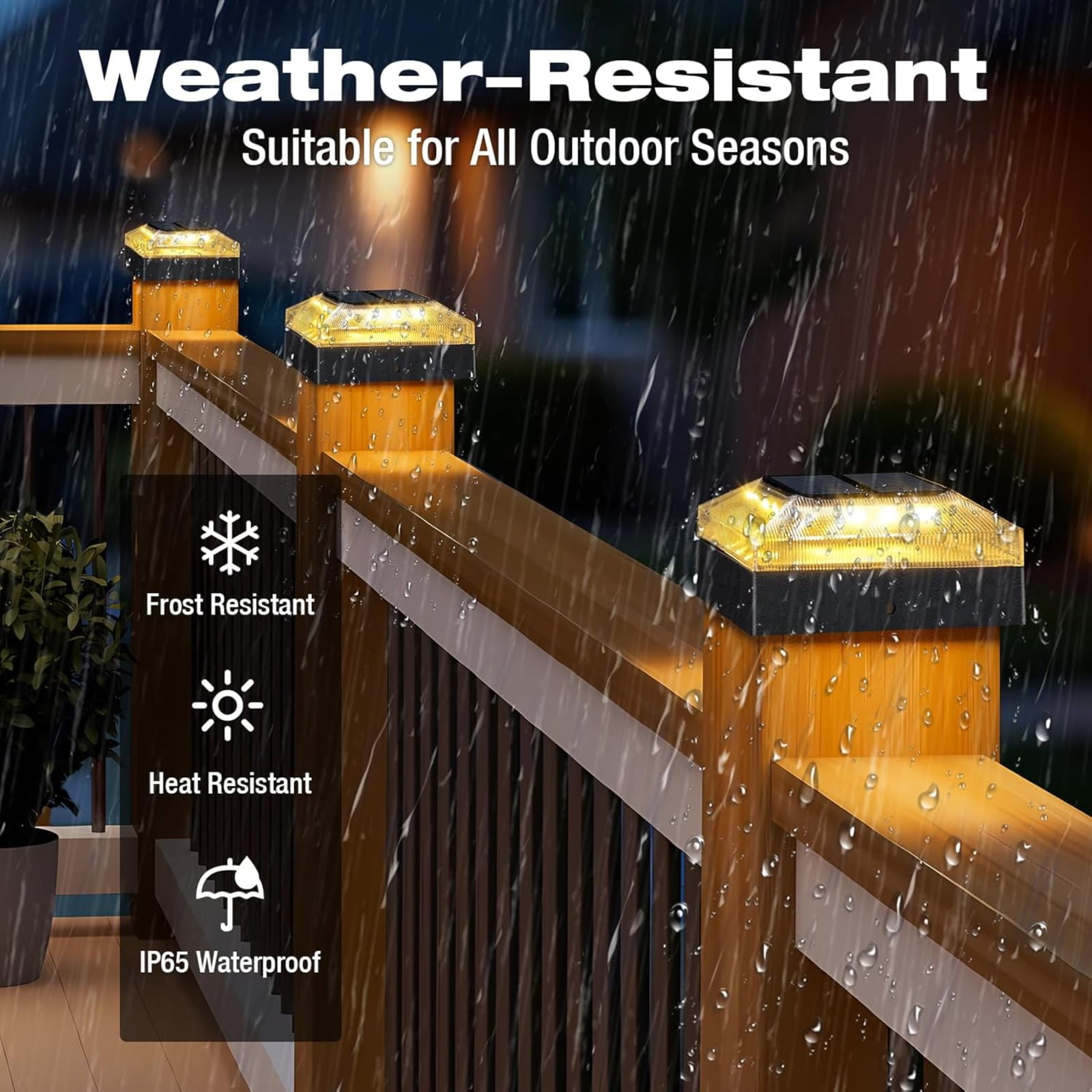 4 Pack 4x4 Solar Post Cap Lights Outdoor, Waterproof Dusk to Dawn 3 Color Modes LED Fence Post Lights for 4 inch Vinyl PVC Wood Posts Deck Driveway Porch Backyard Black