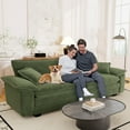 thumbnail image 3 of Muumblus 80.5" Corduroy Loveseat Sofa, Oversized Upholstered 2-Seater Fluffy Cloud Sleeper Couch for Living Room/Apt, Green, 3 of 9