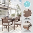 thumbnail image 4 of Martha Stewart Indoor-Outdoor Patio Set with 60" Table and 6 Dining Chairs with Brown Brushed Woodgrain Aluminum Finish and Cream All-Weather Seat Cushions, 4 of 12