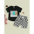 thumbnail image 3 of Elippeo Toddler Baby Boy Easter Clothes 6 12 18 24 Months 3 Years Bunny Print Short Sleeve T-Shirt with Checkerboard Print Shorts 2Pcs Summer Casual Outfits, 3 of 9